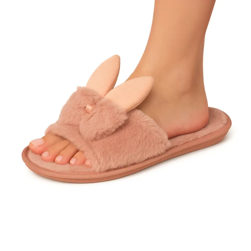Kapcie damskie odkryte palce wsuwane różowe królik Captain Mike