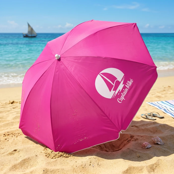 Parasol plażowy łamany z filtrem UPF50+ Captain Mike 160cm różowy