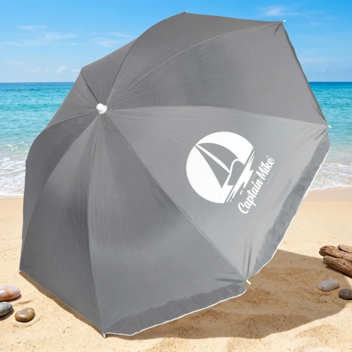 Parasol plażowy łamany z filtrem UPF50+ Captain Mike 160cm  szary