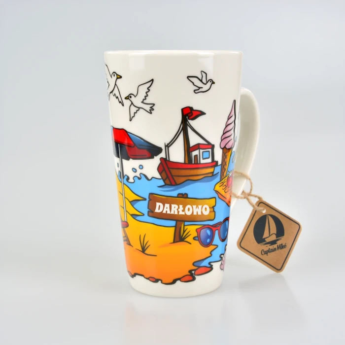 Kubek DARŁOWO ceramiczny DUŻY nadmorski prezent pamiątka plaża 450 ml