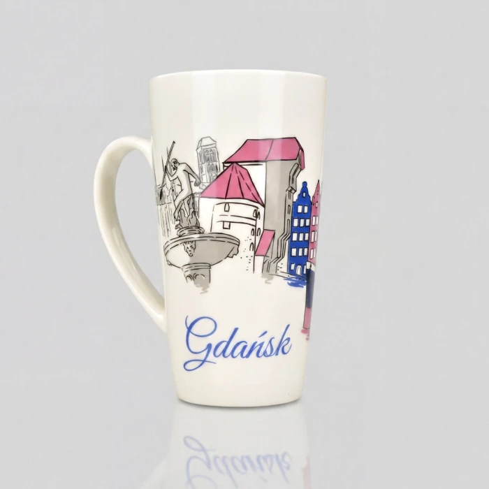 Kubek GDAŃSK ceramiczny DUŻY nadmorski prezent pamiątka znad morza 450 ml