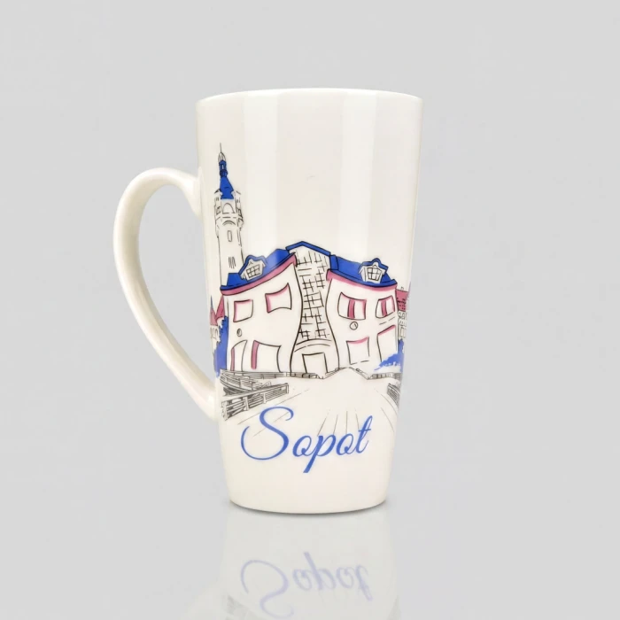 Kubek SOPOT ceramiczny DUŻY nadmorski prezent pamiątka znad morza 450 ml