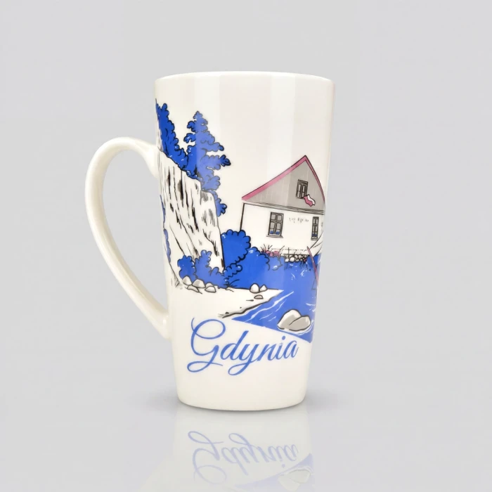 Kubek GDYNIA ceramiczny DUŻY nadmorski prezent pamiątka znad morza 450 ml