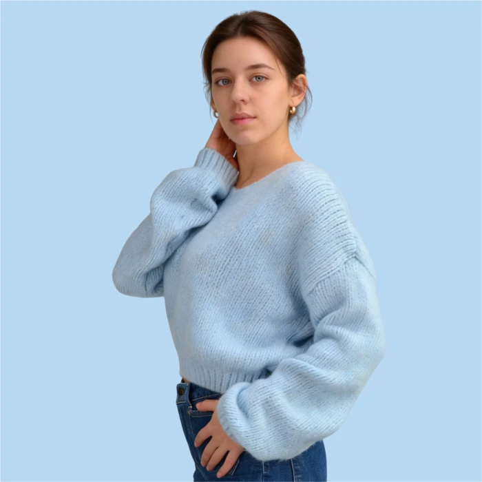 Sweter damski niebieski oversize 