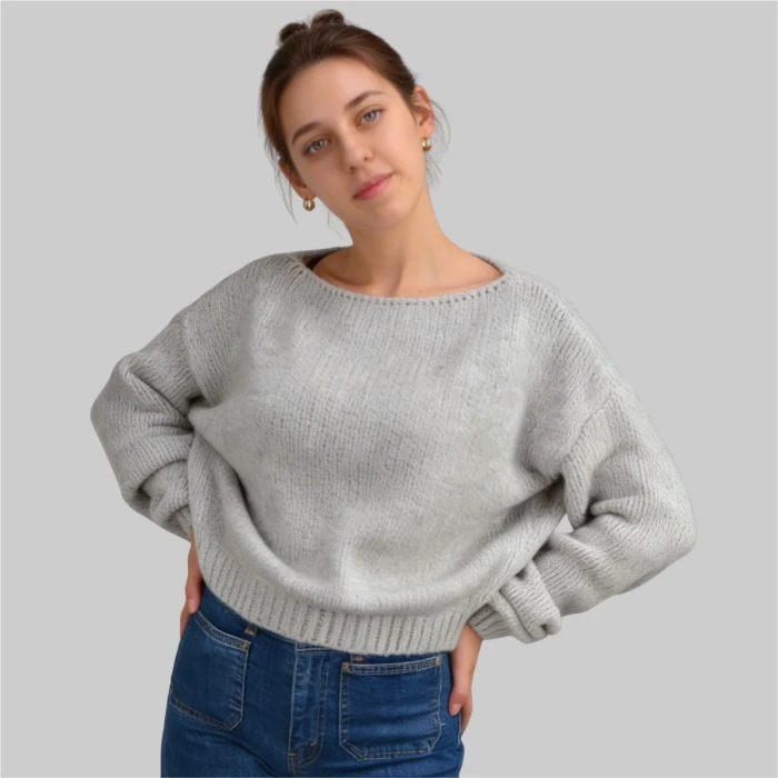 Sweter damski szary oversize 
