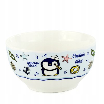Miska, miseczka dla dzieci, zupka, płatki śniadaniowe, śniadanie, pingwin